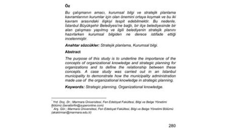 Kurumsal Stratejide Bilginin Konumu